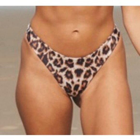 Pilot Active Large Mid High Waist Cheeky Leopard Print Sexy Bikini Bottom NEW - Picture 2 of 9